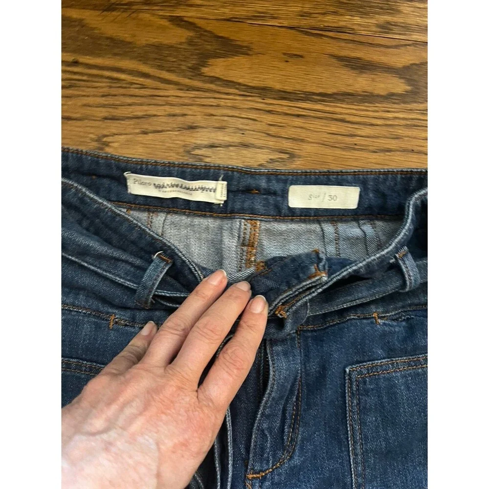 Pilcro Anthropologie High waist Rise Jeans Flare wide Leg Tie Waist Festival 30 - Picture 4 of 6